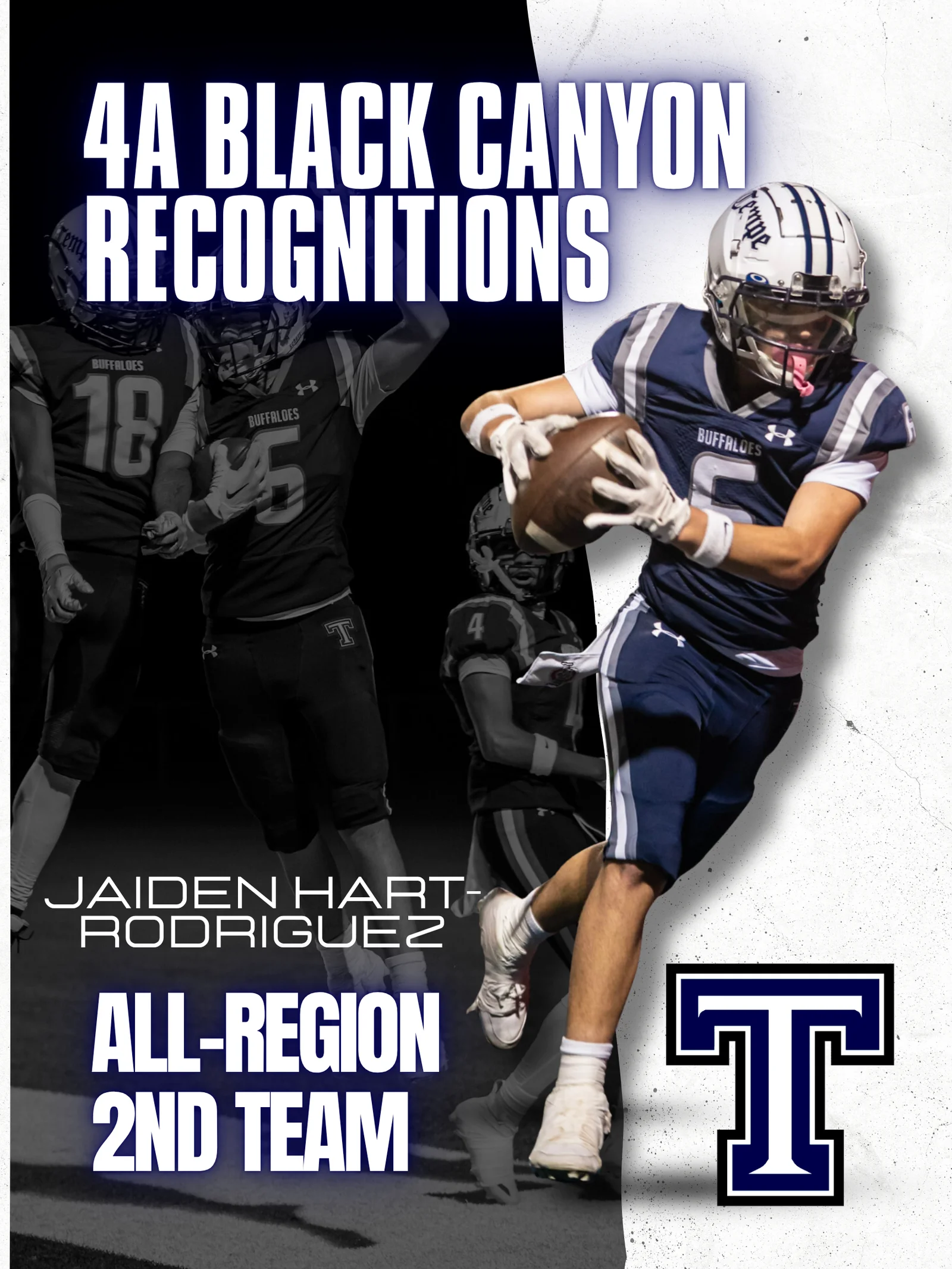 Jaiden Hart-Rodriguez 2025 All-Region 2nd Team Defense announcement poster Tempe Buffaloes